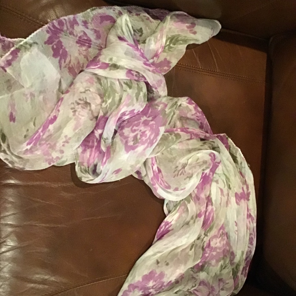 Ralph Lauren Sheer Cotton Voile Floral Oversized Scarf /Wrap